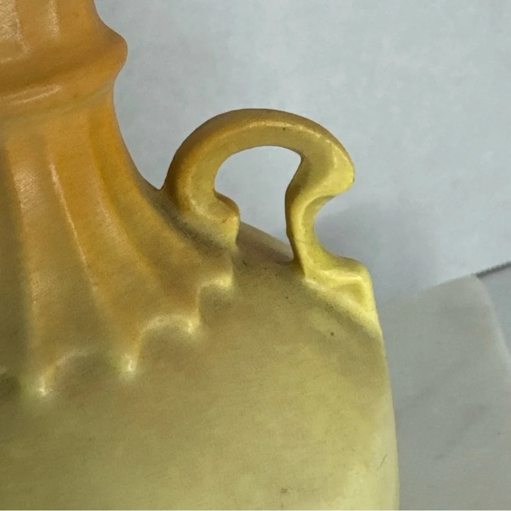 Antique Bud Vase Hand Painted Floral Design in Soft Yellow